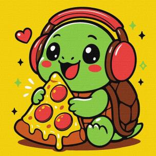 Opakowanie Malowanie po numerach - Żółwik i pizza 25x25cm