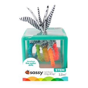 Opakowanie Manipulacyjna kostka sensoryczna Montessori sorter z krążkami Sassy