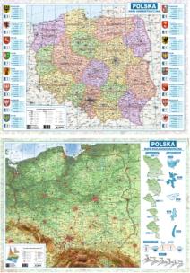 Mapa Polski A2 dwustronna fizyczno-administracyjna. Autor:   Praca zbiorowa. Multiszop.pl Okładka książki Mapa Polski A2 dwustronna fizyczno-administracyjna