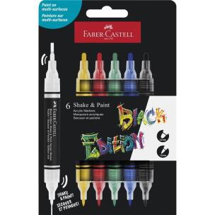 Marker akrylowy Black Edition 6kol FABER-CASTELL. Wydawca: Faber Castell. Multiszop.pl Opakowanie Marker akrylowy Black Edition 6kol FABER-CASTELL