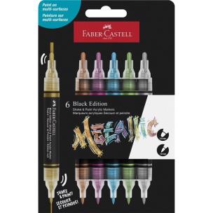 Marker akrylowy Black Edition 6kol FABER-CASTELL. Wydawca: Faber Castell. Multiszop.pl Opakowanie Marker akrylowy Black Edition 6kol FABER-CASTELL