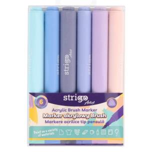 Opakowanie Marker akrylowy Brush 6 kolorów STRIGO