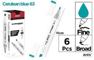 Opakowanie Marker Chromax z 2 końcówk cerulean blue 63 (6szt)