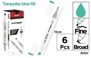 Opakowanie Marker Chromax z 2 końcówk turquoise blue 68 (6szt