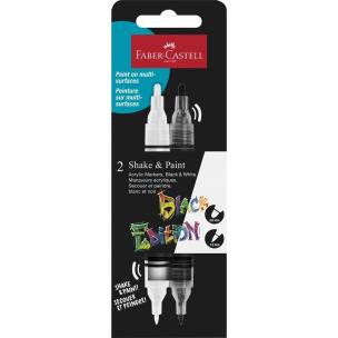 Markery akrylowe Black Edition 2szt biały + czarny. Wydawca: Faber Castell. Multiszop.pl Opakowanie Markery akrylowe Black Edition 2szt biały + czarny