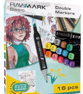 Markery alkoholowe dwustronne Basic 16szt. Wydawca: Rawmark. Multiszop.pl Opakowanie Markery alkoholowe dwustronne Basic 16szt