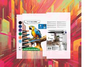 Markery brush akrylowe RAWMARK 7 kolorów. Wydawca: Rawmark. Multiszop.pl Opakowanie Markery brush akrylowe RAWMARK 7 kolorów