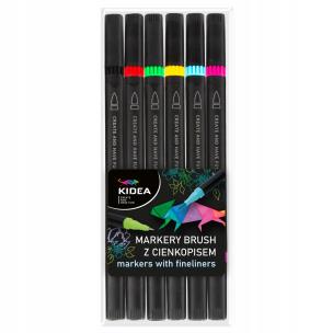 Opakowanie Markery Brush z cienkopisem 6 kolorów KIDEA