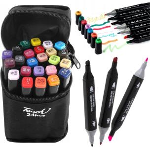 Markery dwustronne w torbie 24 kolory. Wydawca: Trifox. Multiszop.pl Opakowanie Markery dwustronne w torbie 24 kolory