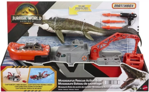Opakowanie Matchbox Jurassic World Mozazaur i łódź ratunkowa