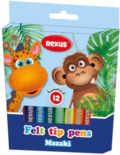Mazaki Rexus kids 12 kolorów. Wydawca: Beniamin. Multiszop.pl Opakowanie Mazaki Rexus kids 12 kolorów