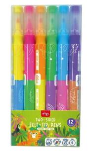 Mazaki warstwowe dwustronne 12 kolorów EASY. Wydawca: Easy Stationery. Multiszop.pl Opakowanie Mazaki warstwowe dwustronne 12 kolorów EASY