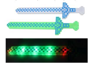 Miecz Pikselowy świecący z dźwiękiem 1szt.mix. Wydawca: Norimpex. Multiszop.pl Opakowanie Miecz Pikselowy świecący z dźwiękiem 1szt.mix