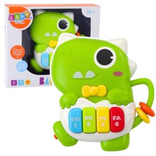 Mini pianinko Dinozaur zielony światło dźwięk. Wydawca: Leantoys. Multiszop.pl Opakowanie Mini pianinko Dinozaur zielony światło dźwięk