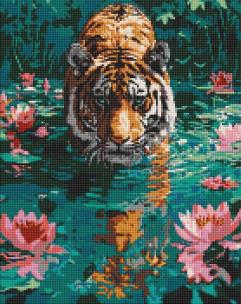 Opakowanie Mozaika diamentowa - Tygrys na polowaniu 40x50cm