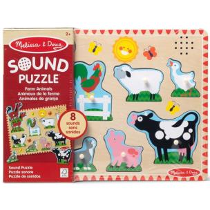 Muzyczne drewniane puzzle Farma Mellisa&Doug. Wydawca: Spin Master. Multiszop.pl Opakowanie Muzyczne drewniane puzzle Farma Mellisa&Doug