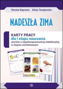 Okładka książki Nadeszła zima Karty pracy dla I etapu nauczania uczniów z niepełnosprawnością intelektualną w stopniu umiarkowanym