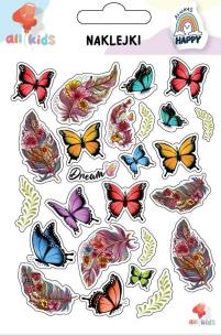 Naklejki dla dzieci Pióra motyle. Wydawca: All4Kids. Multiszop.pl Opakowanie Naklejki dla dzieci Pióra motyle