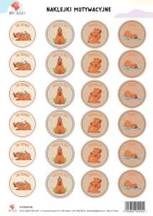 Naklejki motywacyjne A4 Kapibara motywiara. Wydawca: All4Kids. Multiszop.pl Opakowanie Naklejki motywacyjne A4 Kapibara motywiara