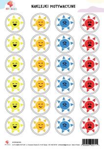 Naklejki motywacyjne dla dzieci słoneczka A4. Wydawca: All4Kids. Multiszop.pl Opakowanie Naklejki motywacyjne dla dzieci słoneczka A4