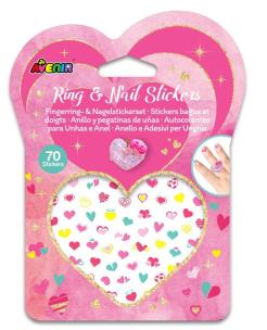 Opakowanie Naklejki na paznokcie i błyszczący pierścionek