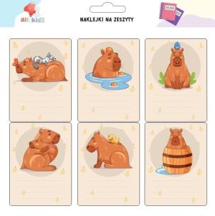 Naklejki na szafkę i zeszyt Kapibara 1. Wydawca: All4Kids. Multiszop.pl Opakowanie Naklejki na szafkę i zeszyt Kapibara 1