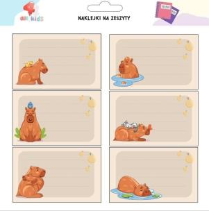 Naklejki na szafkę i zeszyt Kapibara 2. Wydawca: All4Kids. Multiszop.pl Opakowanie Naklejki na szafkę i zeszyt Kapibara 2