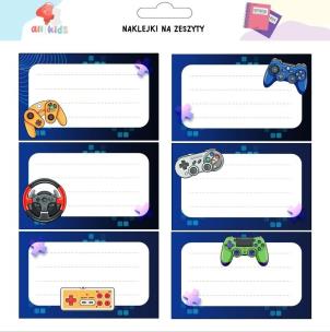 Naklejki na szafkę i zeszyt Pad Gra. Wydawca: All4Kids. Multiszop.pl Opakowanie Naklejki na szafkę i zeszyt Pad Gra