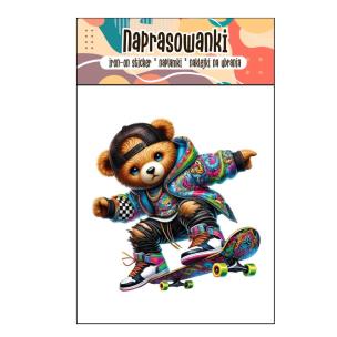 Opakowanie Naklejki na ubrania DTF - Miś na Deskorolce