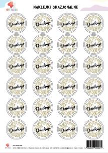 Naklejki okrągłe Dziękuję A4. Wydawca: All4Kids. Multiszop.pl Opakowanie Naklejki okrągłe Dziękuję A4
