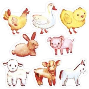 Opakowanie Naklejki papierowe na taśmie Zwierzęta 500szt