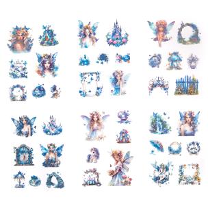 Naklejki pet połyskujące wróżki blue stardust 6 arkuszy. Wydawca: DP CRAFT. Multiszop.pl Opakowanie Naklejki pet połyskujące wróżki blue stardust 6 arkuszy