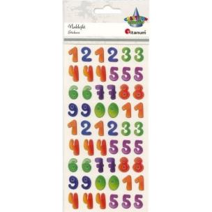 Opakowanie Naklejki wypukłe cyfry ombre mix kolorów 54szt