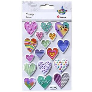 Opakowanie Naklejki wypukłe serca mix 17szt
