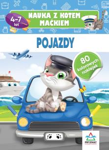 Nauka z kotem Maćkiem. Pojazdy. Autor: Hristo Dimitrov. Multiszop.pl Okładka książki Nauka z kotem Maćkiem. Pojazdy
