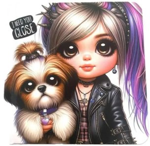 Opakowanie Notatnik 100x100/48K gładki TW Dziewczynka z psem