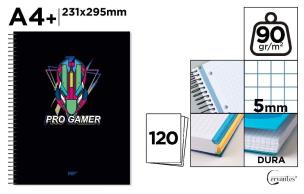 Opakowanie Notatnik A4+/120K kołowy kratka pro gamer