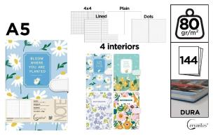 Opakowanie Notatnik A5/144K magnes kwiaty MIX