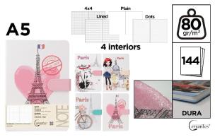 Opakowanie Notatnik A5/144K magnes Paris MIX