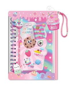 Opakowanie Notatnik na spirali z charmsami w saszetce  Zwierzątka