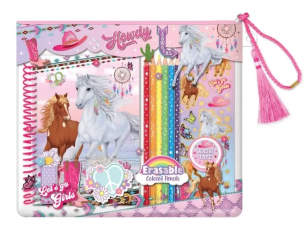 Opakowanie Notatnik na spirali z kredkami Konie