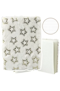 Notatnik pluszowy A5/80K linia Złote gwiazdki. Wydawca: Leantoys. Multiszop.pl Opakowanie Notatnik pluszowy A5/80K linia Złote gwiazdki