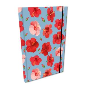 Opakowanie Notes A5 kratka z gumką Soft Touch Hibiskusy w  jeansie
