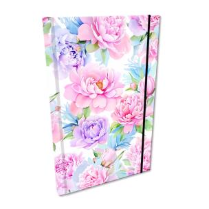 Opakowanie Notes A5 kratka z gumką Soft Touch Kwiaty Pastel