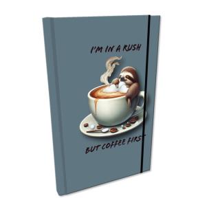 Opakowanie Notes A5 kratka z gumką Soft Touch Leniwiec Kawa