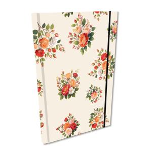 Opakowanie Notes A5 kratka z gumką Soft Touch Róże w beżu