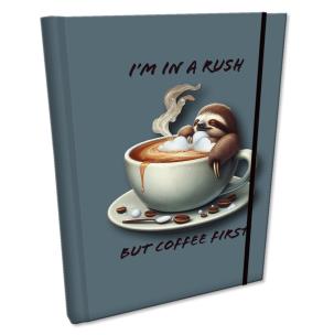 Opakowanie Notes B6 kratka z gumką Soft Touch Leniwiec Kawa