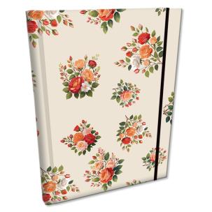 Opakowanie Notes B6 kratka z gumką Soft Touch Róże W Beżu