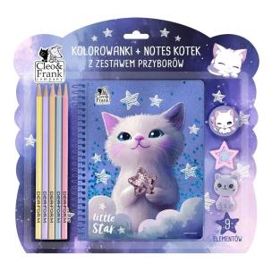 Opakowanie Notes Cleo i Frank + kolorowanka z przyborami