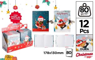 Opakowanie Notes pamiętnik z kłódką Mikołaj / pingwinek MIX